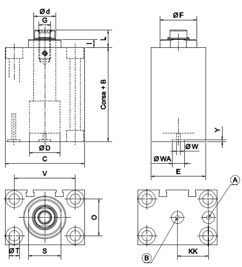 Short hydraulic cylinders (P)