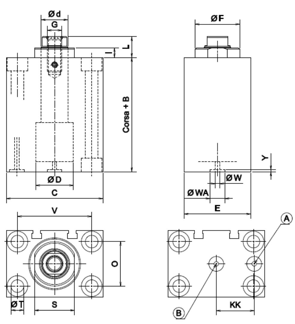 Short hydraulic cylinders (P) - Enerfluid